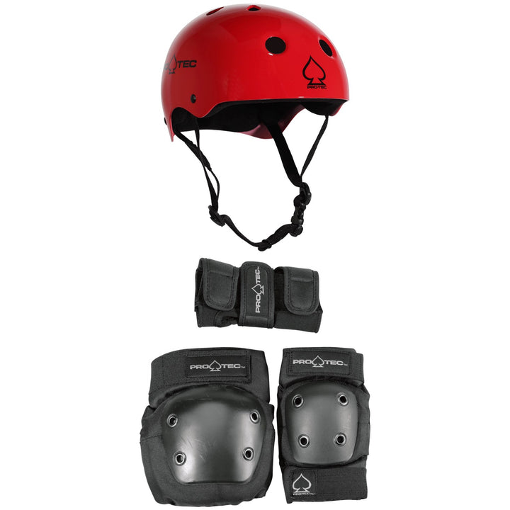 Pro-Tec Classic Skateboard Helmet + Street Gear Junior Skateboard Pads