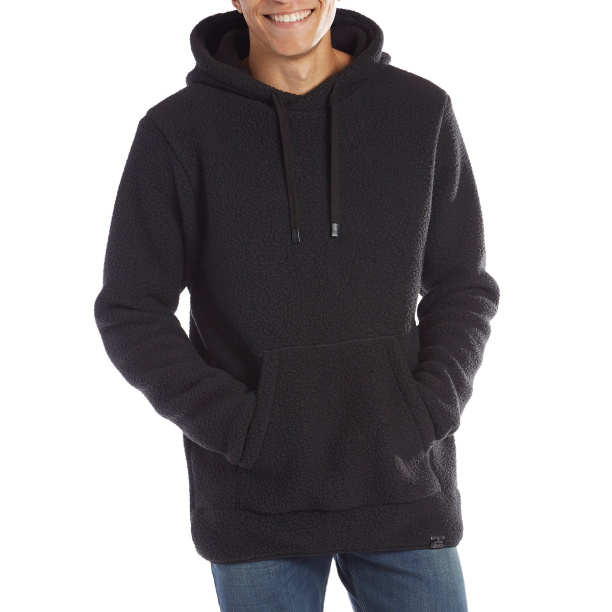 evo Ballard Pullover Sherpa Fleece Hoodie Black