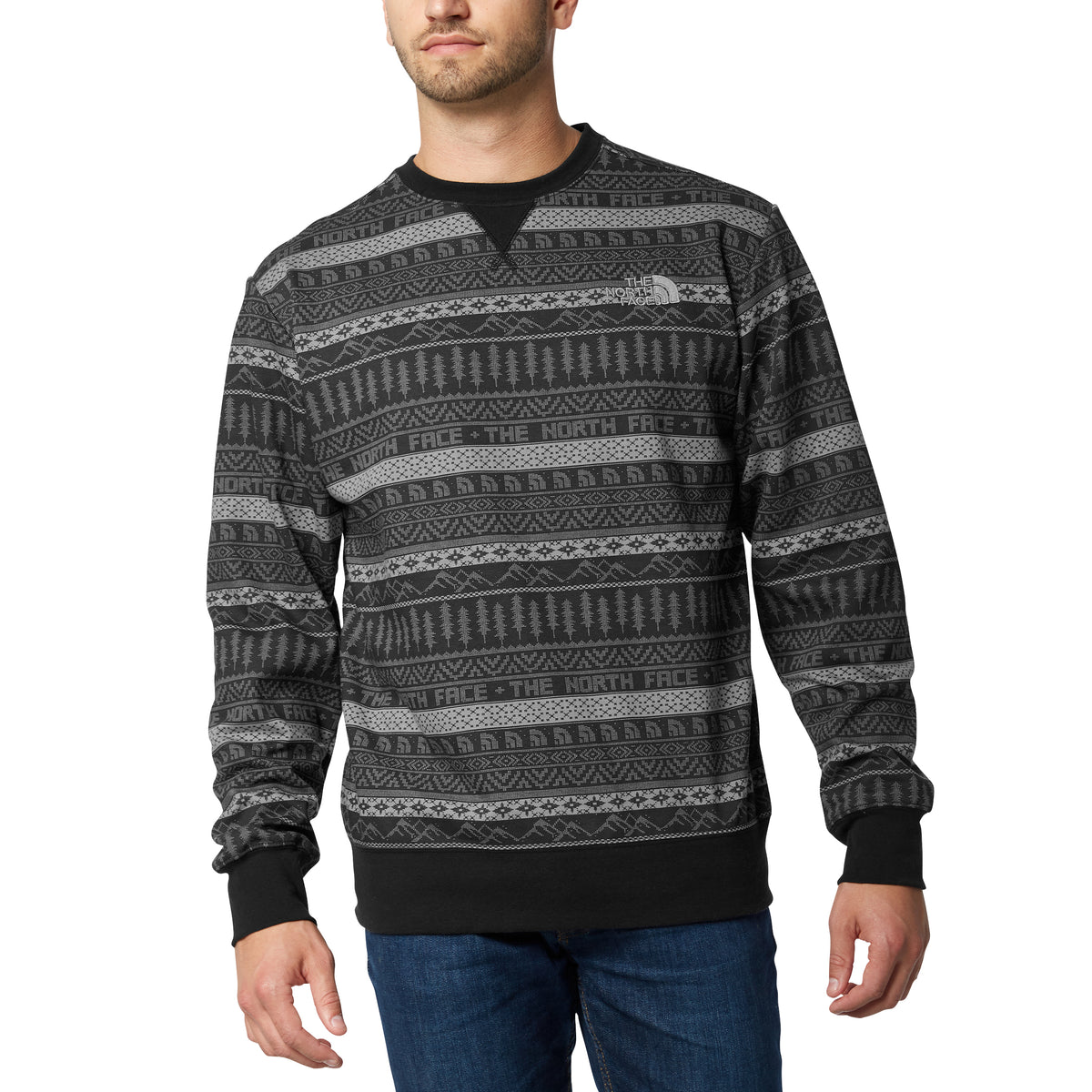 The North Face Holiday Fleece Crew Sweatshirt TNF Black/Nordic Print