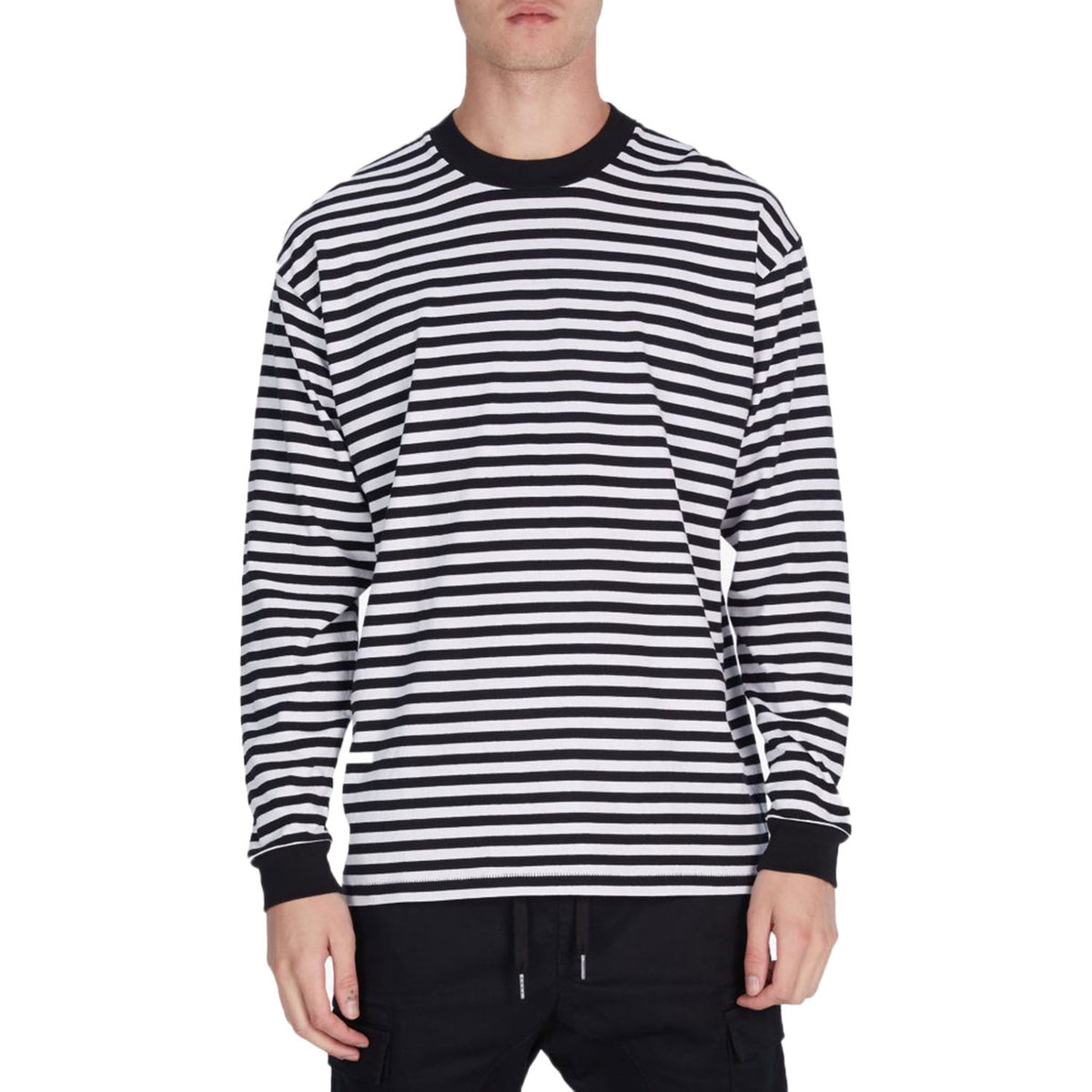 Zanerobe Stripe Box Long-Sleeve T-Shirt Black/White