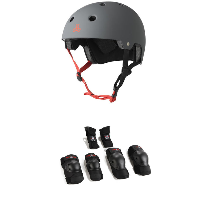 Triple 8 Dual Certified EPS Skateboard Helmet + Saver Series High Impact Adult Pad Set