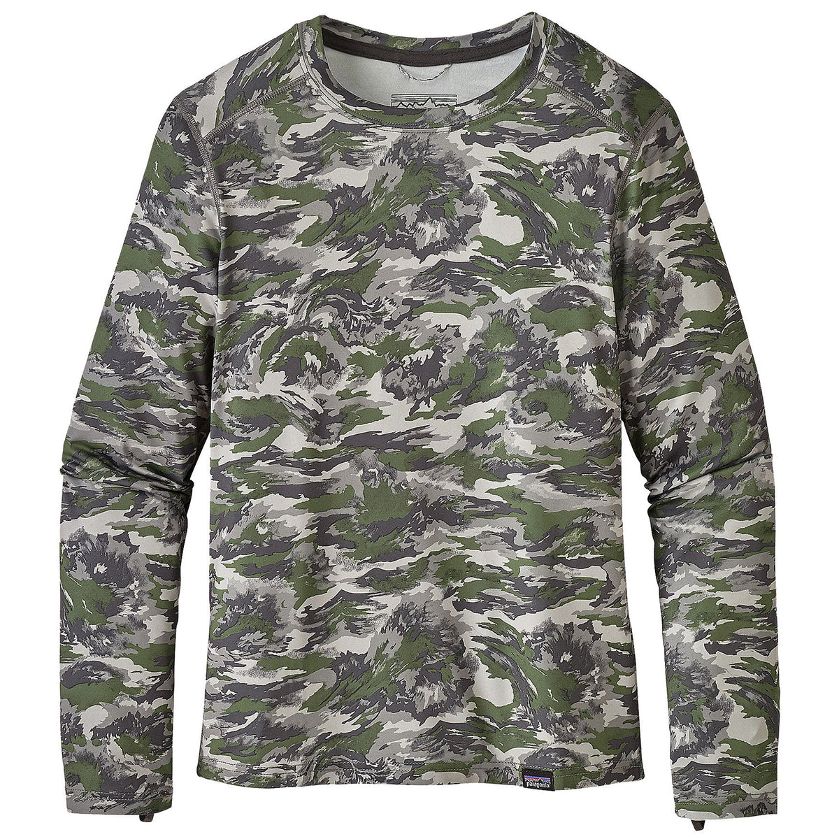 Patagonia Capilene Crewneck Top - Big Boys' El Nino Camo Small: Feather Grey