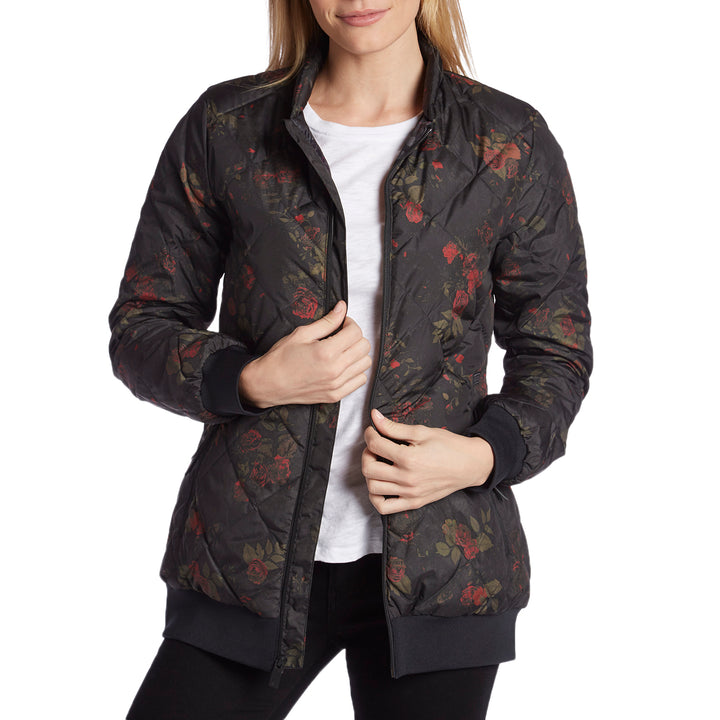 Volcom Casco Down Puff Jacket - Women's Black Floral Print
