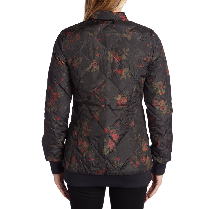 Volcom Casco Down Puff Jacket - Women's Black Floral Print
