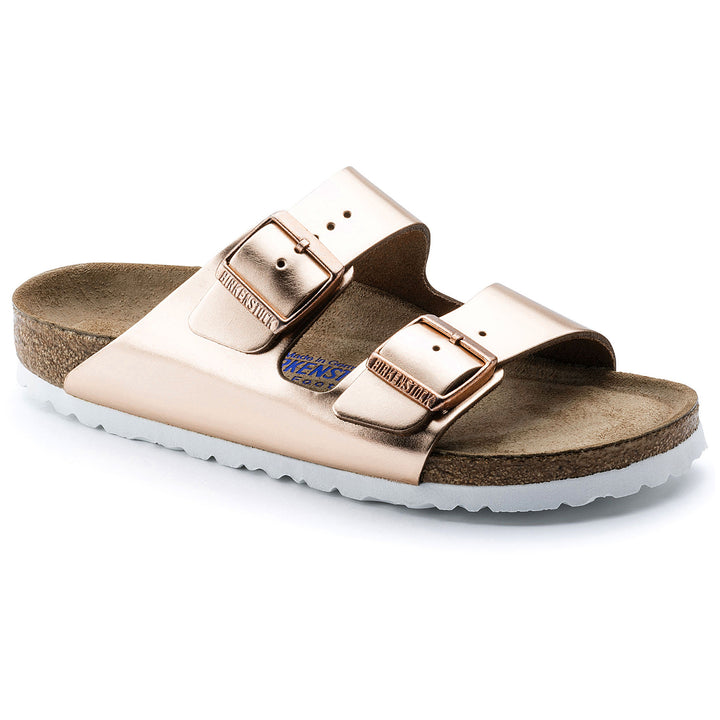 Birkenstock Arizona Leather Soft Footbed Sandals - Women's Metallic Copper
