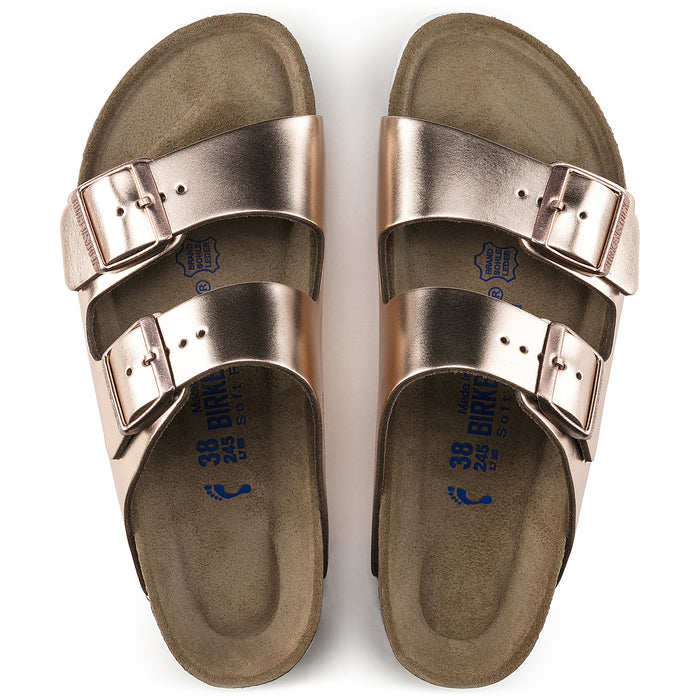 Birkenstock Arizona Leather Soft Footbed Sandals - Women's Metallic Copper