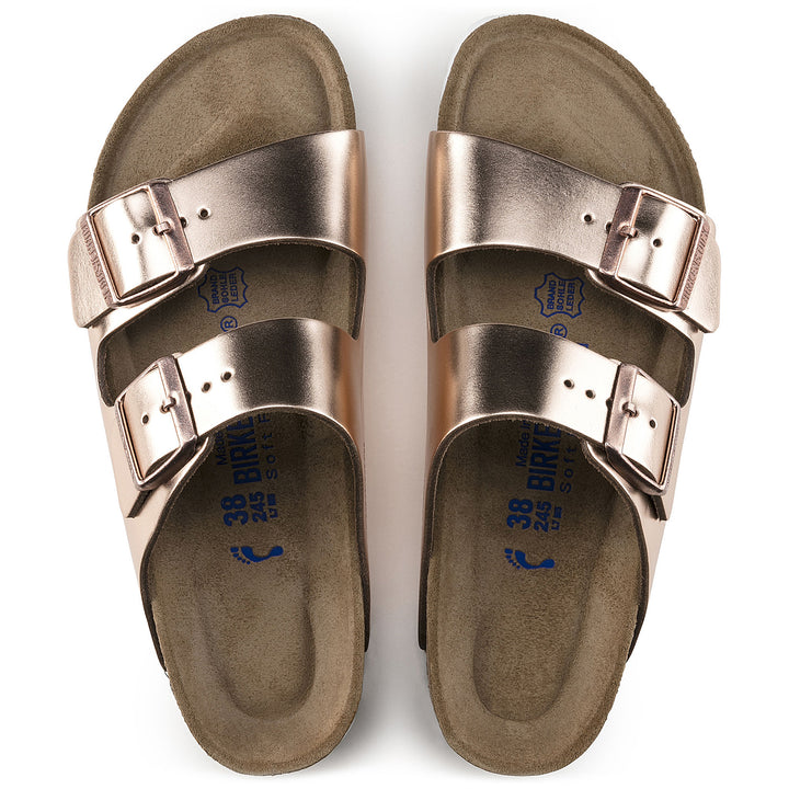 Birkenstock Arizona Leather Soft Footbed Sandals - Women's Metallic Copper