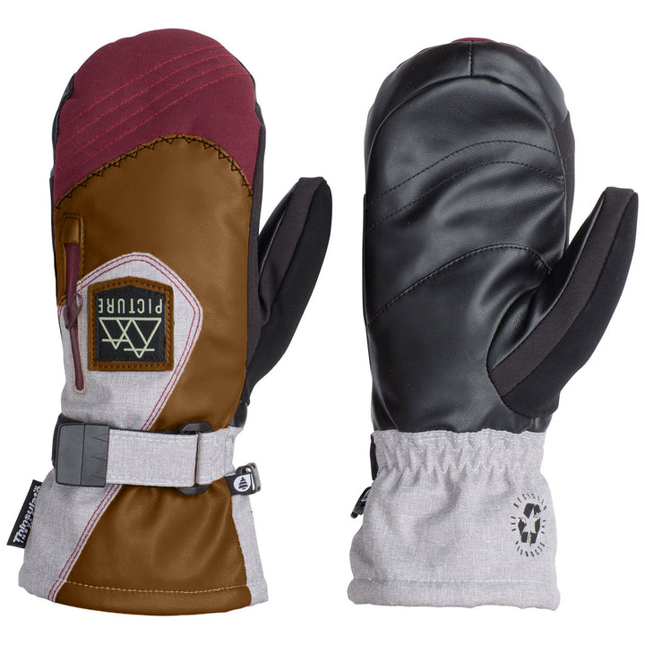 Picture Organic Anna Mittens - Women's Burgundy/Grey