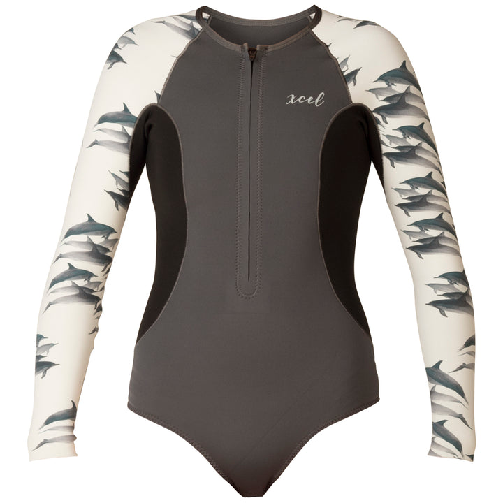 XCEL Water Inspired Axis 1.5/1 Long Sleeve Front Zip Springsuit - Women's Gunmetal/Dolphin