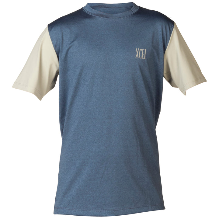 XCEL Josh Short Sleeve Rashguard - Boys' Acid Blue/Indigo Silver