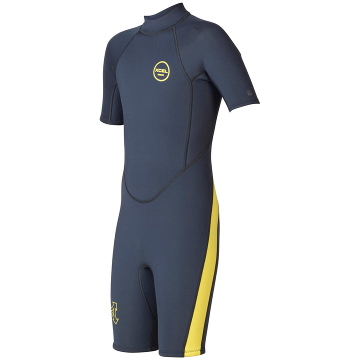 XCEL 2mm Axis Short Sleeve Springsuit - Kids' Ink Blue/Lemonale