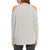 Chaser Vintage Rib Lace Front Cold Shoulder Dolman Top - Women's Moon