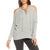Chaser Vintage Rib Lace Front Cold Shoulder Dolman Top - Women's Moon