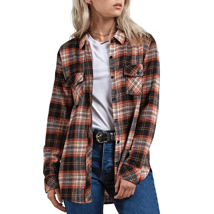 Volcom Getting Rad Plaid Shirt - Women's Black Plaid
