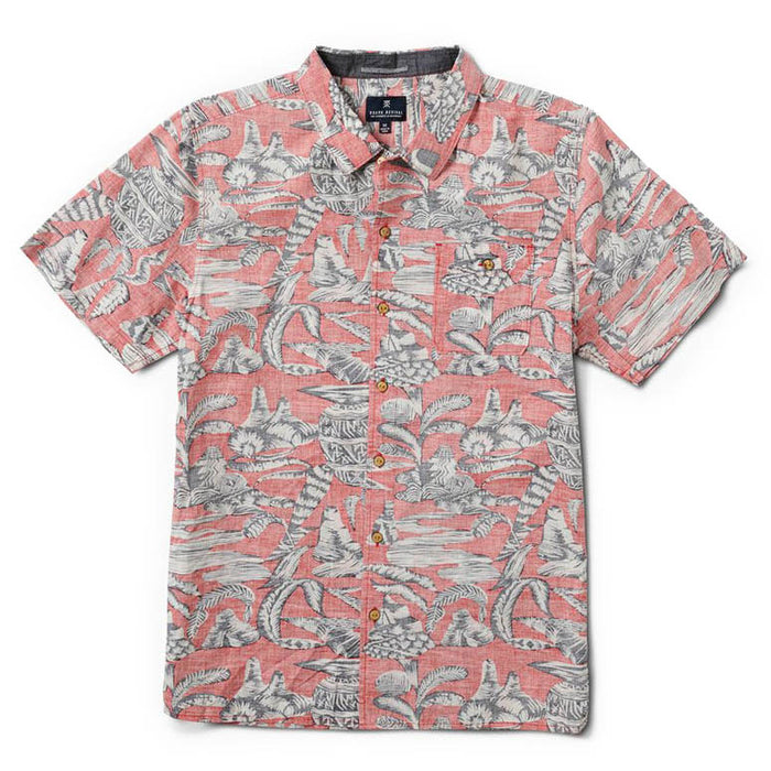 Roark Misty Morning Woven Short-Sleeve Shirt Coral