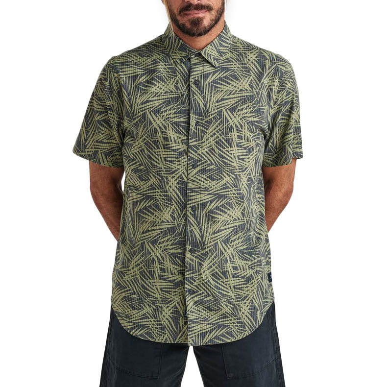 Roark Bless Up Woven Short-Sleeve Shirt Charcoal