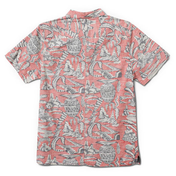 Roark Misty Morning Woven Short-Sleeve Shirt Coral