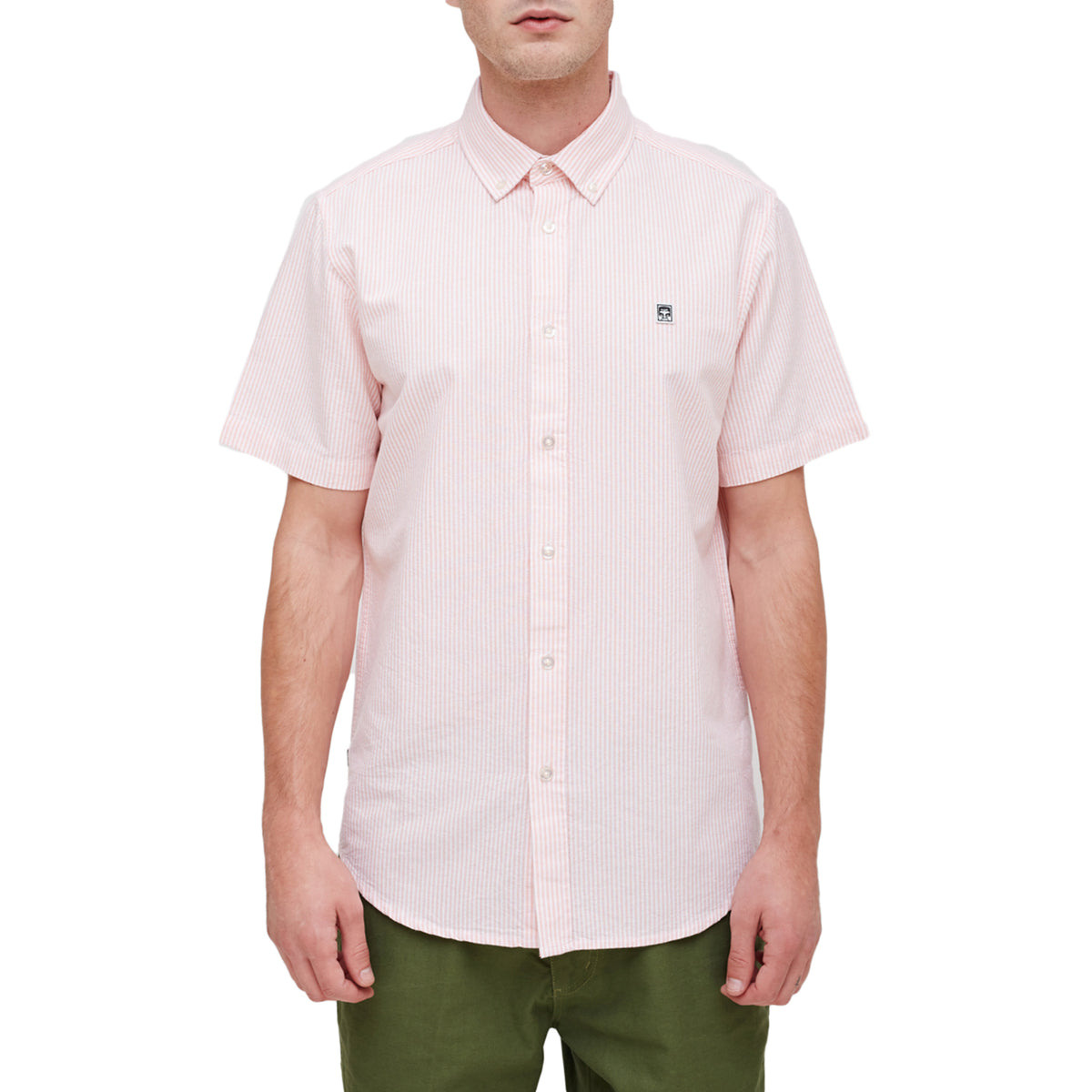 Obey Clothing Eighty Nine Stripes Short-Sleeve Shirt Pale Coral Multi