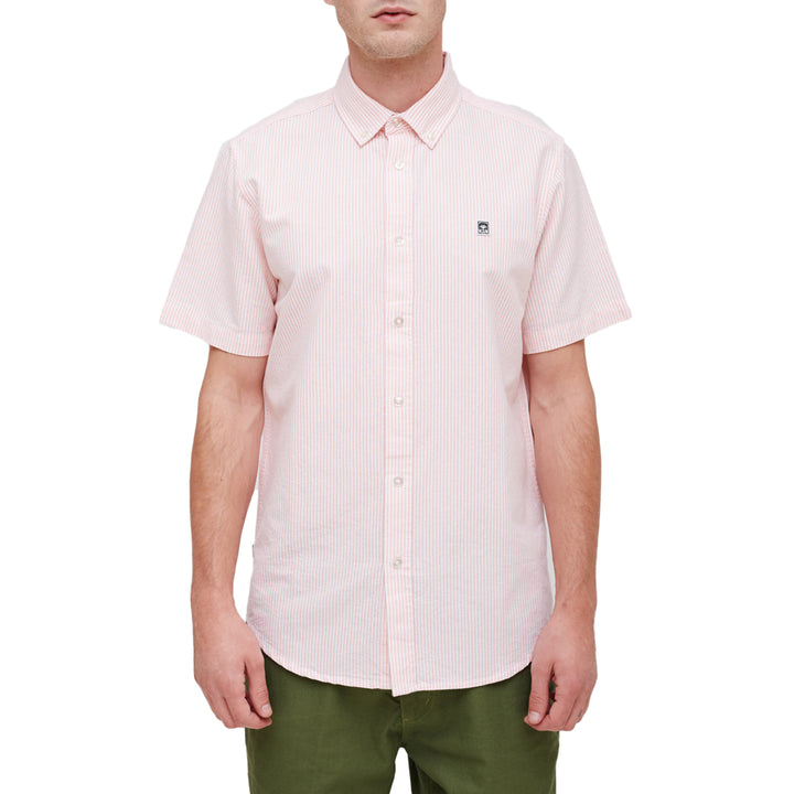 Obey Clothing Eighty Nine Stripes Short-Sleeve Shirt Pale Coral Multi