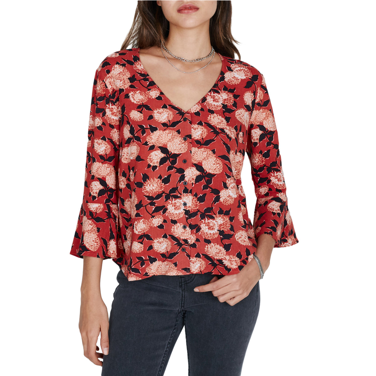 Obey Clothing Caffe Blouse - Women's Rust Multi