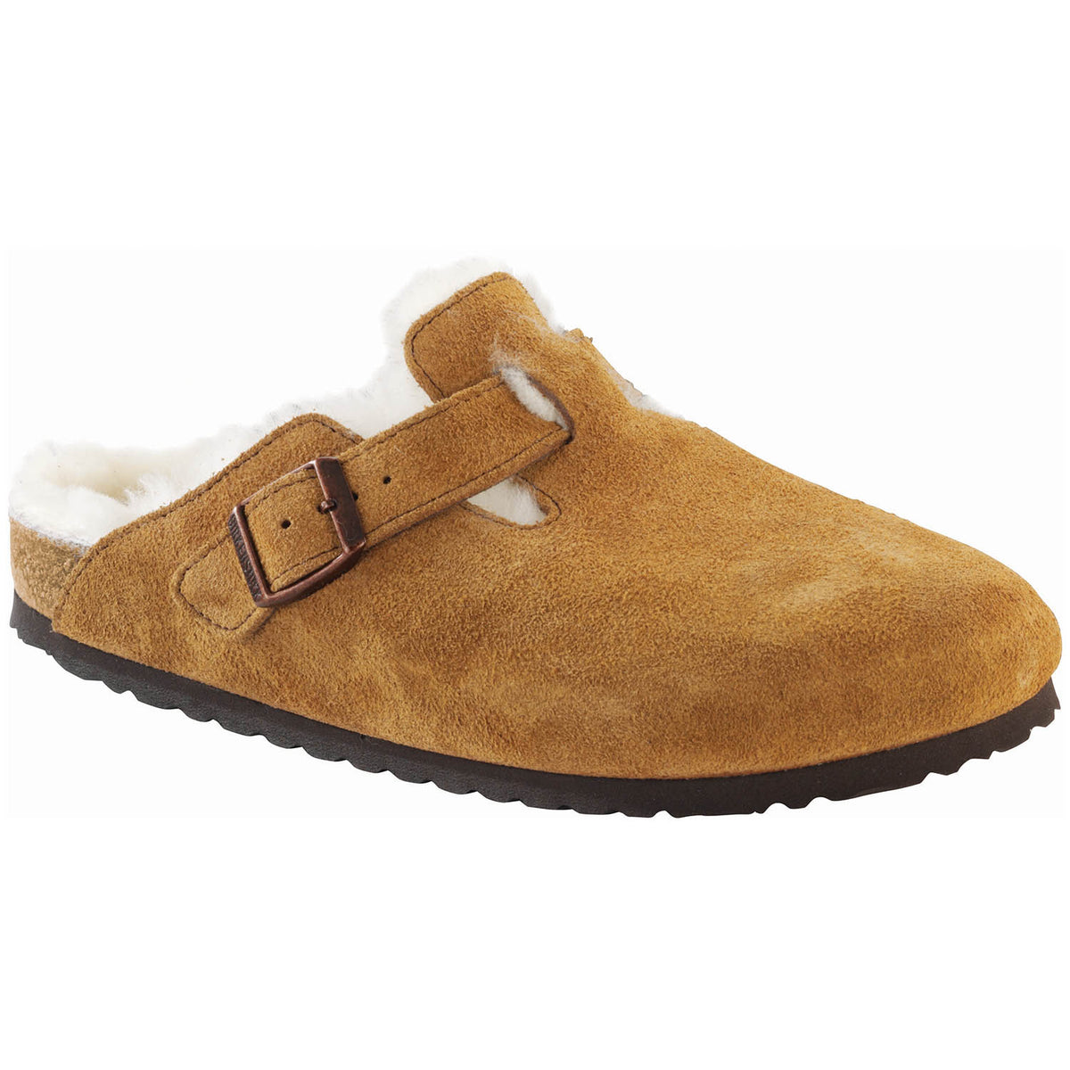 Birkenstock Boston Shearling Suede Clogs - Women's Mink/Natural
