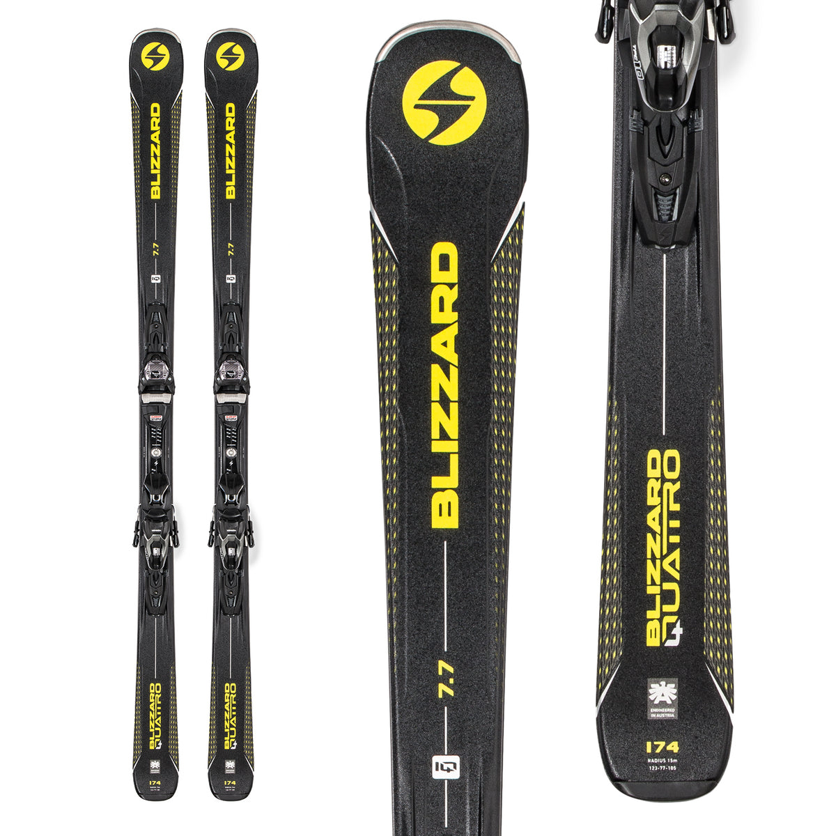 Blizzard Quattro 7.7 Skis + TPC10 Bindings 2019