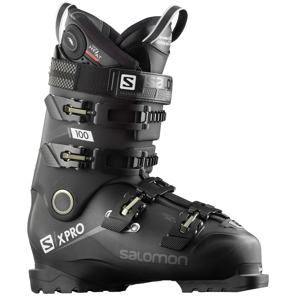 Salomon X Pro 100 Custom Heat Connect Ski Boots 2019 Black/Metallic Black/White