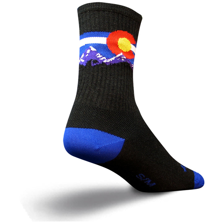 SockGuy Colorado Mountain Wool Crew Bike Socks Black