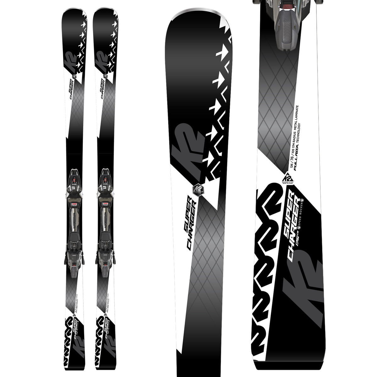 K2 Super Charger Skis + MXCell 12 TCx Bindings 2019