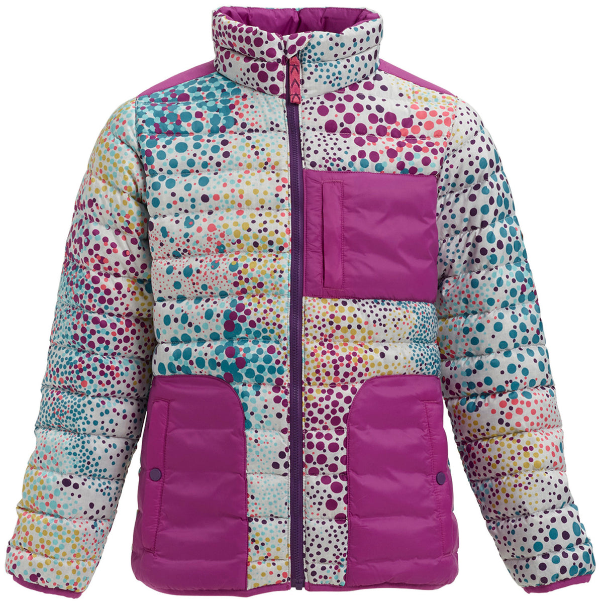Burton Evergreen Down Jacket - Big Girls' Stone White Dots/Grapeseed