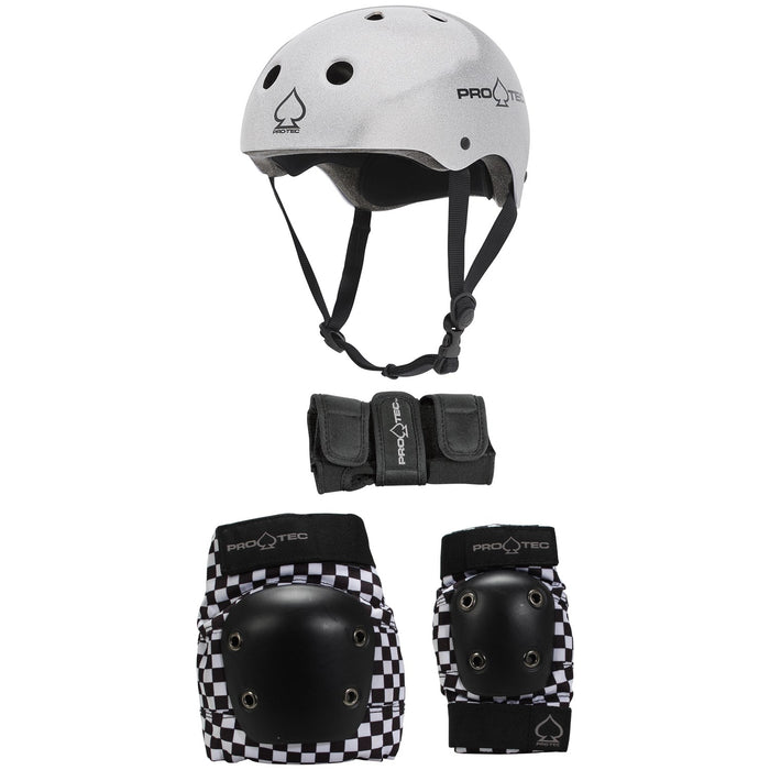 Pro-Tec The Classic Certified Skateboard Helmet + Street Gear Junior Skateboard Pads