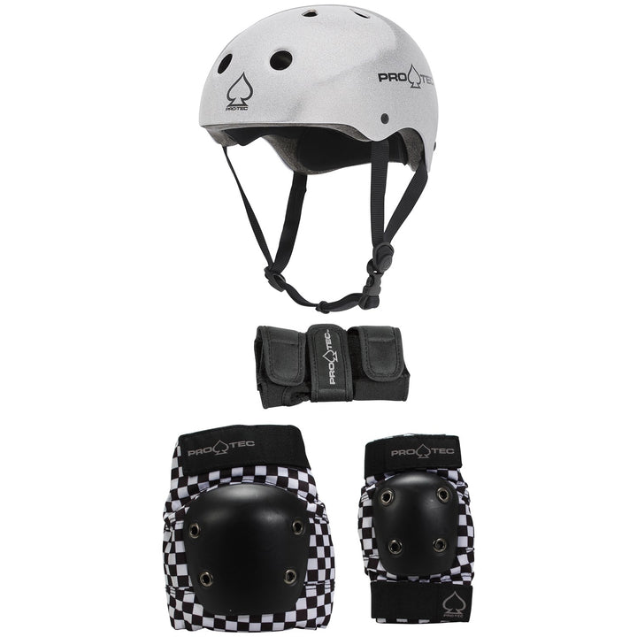 Pro-Tec The Classic Certified Skateboard Helmet + Street Gear Junior Skateboard Pads