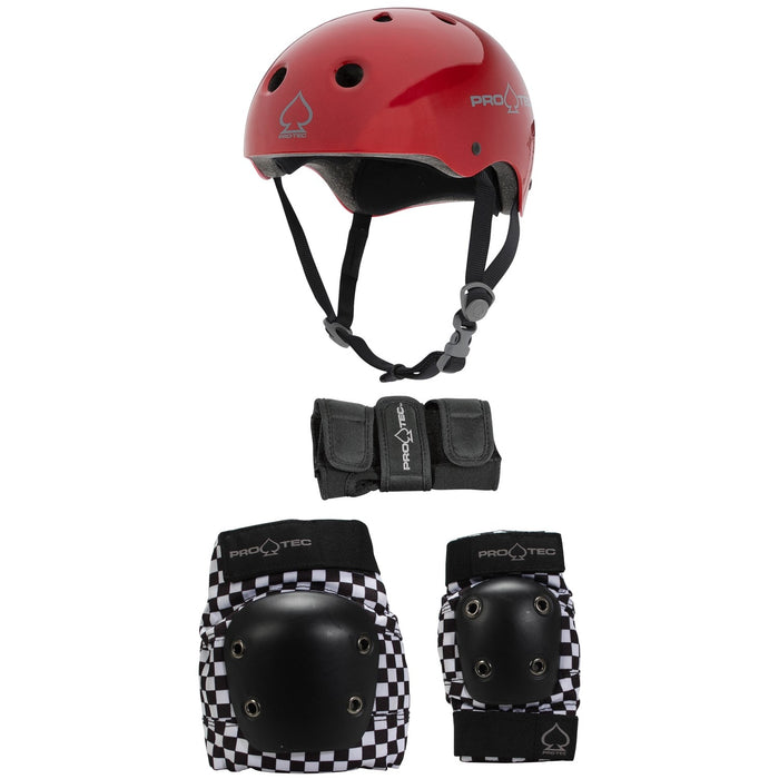 Pro-Tec The Classic Certified Skateboard Helmet + Street Gear Junior Skateboard Pads