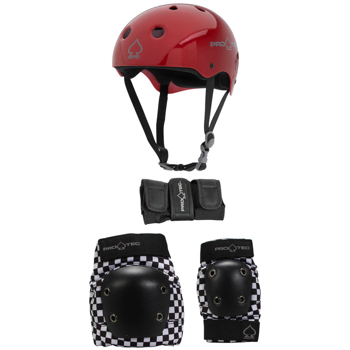 Pro-Tec Classic Skateboard Helmet + Street Gear Junior Skateboard Pads