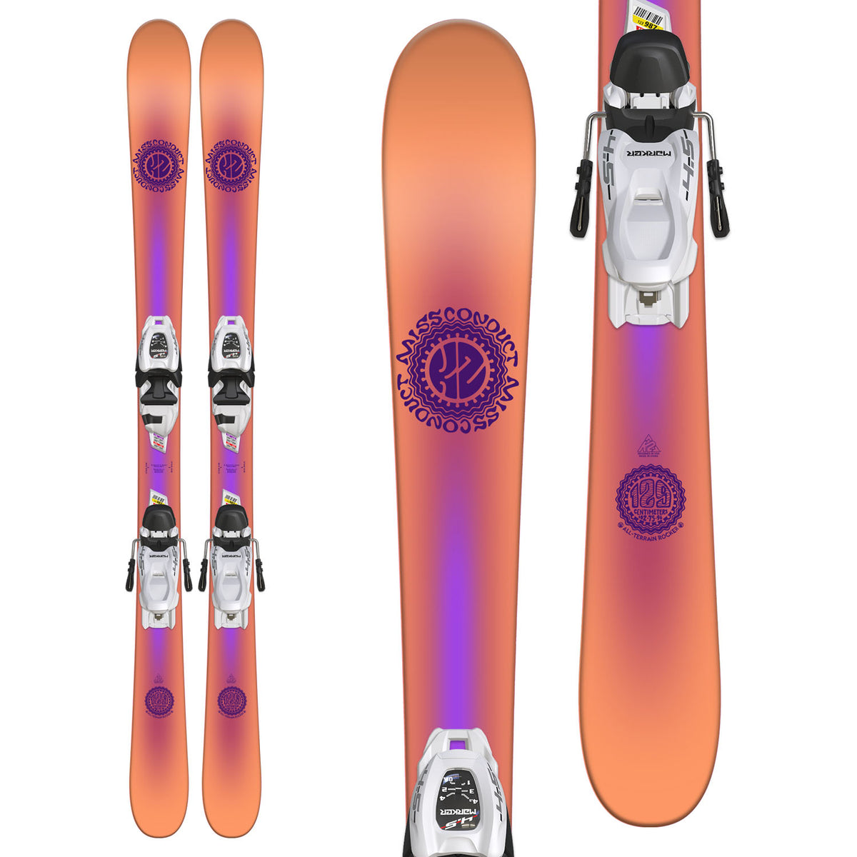 K2 Missconduct Jr Skis + Marker 4.5 FDT Bindings - Little Girls' 2018