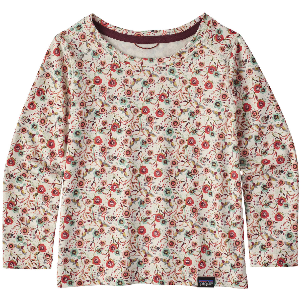 Patagonia Capilene Crew Top - Toddlers' Bee Eaters and Vines Small: Birch White
