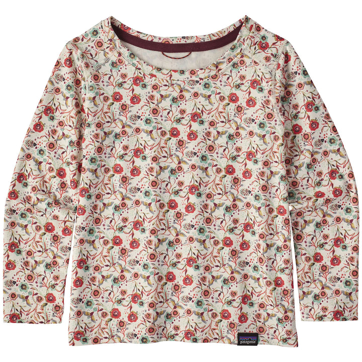 Patagonia Capilene Crew Top - Toddlers' Bee Eaters and Vines Small: Birch White