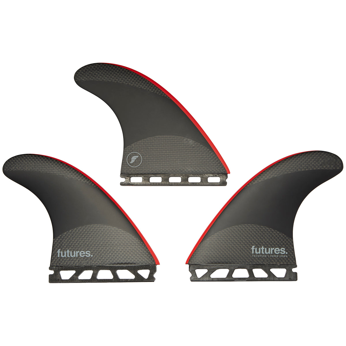 Futures JJF-2 Large Techflex Tri Fin Set Black/Neon Red