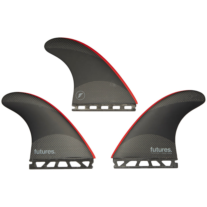 Futures JJF-2 Large Techflex Tri Fin Set Black/Neon Red