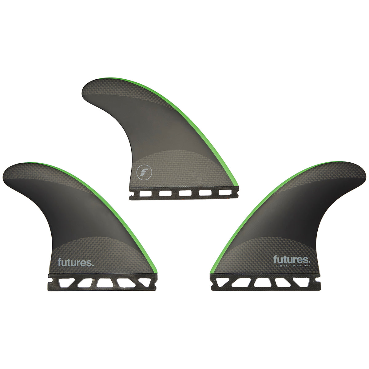 Futures JJF-2 Medium Techflex Tri Fin Set Black/Neon Green