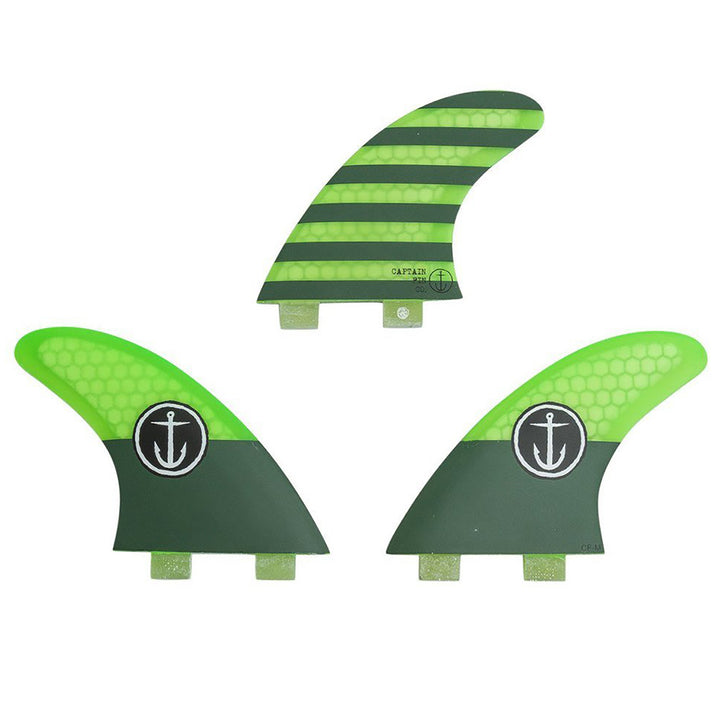 Captain Fin CF Medium Twin Tab Tri Fin Set Green
