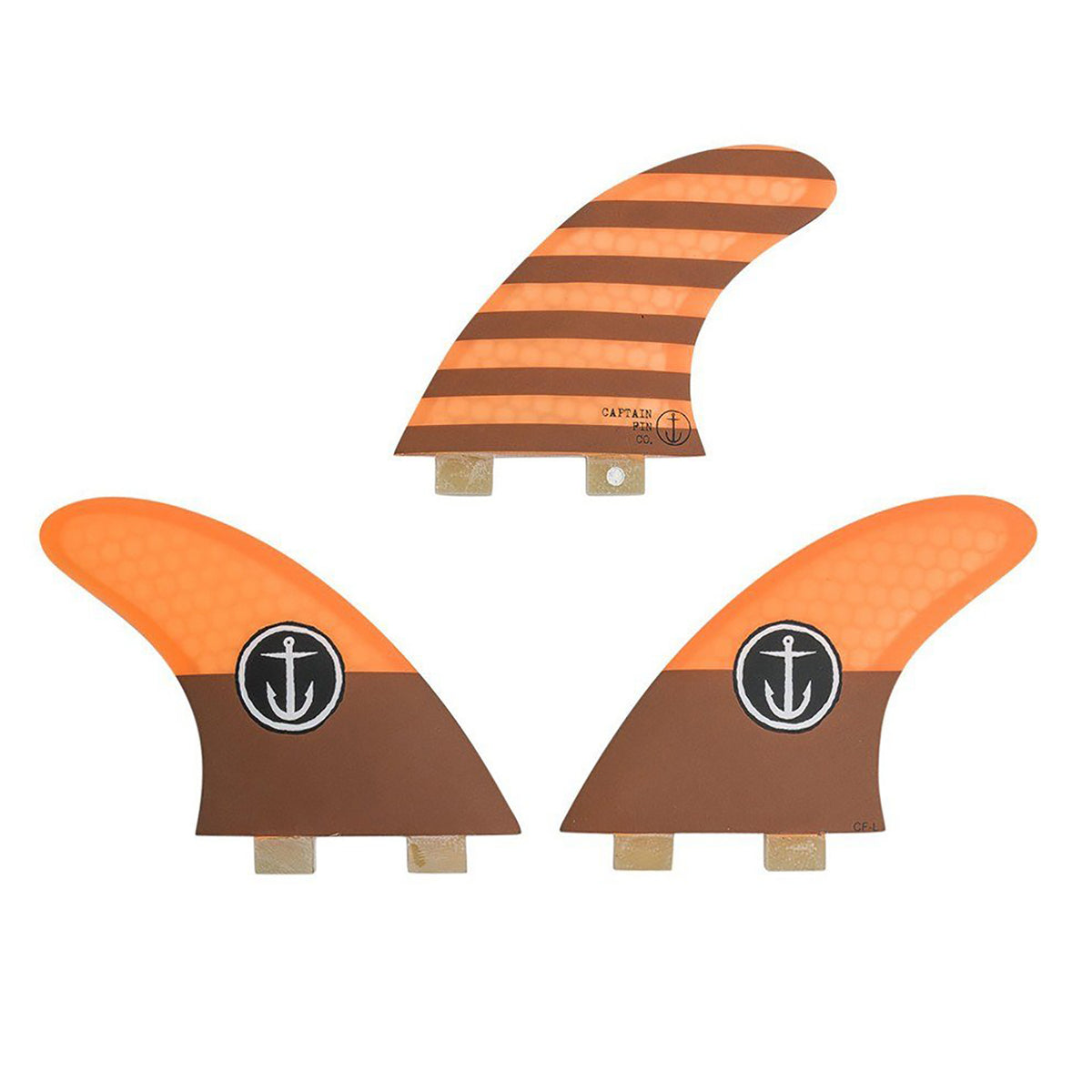Captain Fin CF Large Twin Tab Tri Fin Set Orange