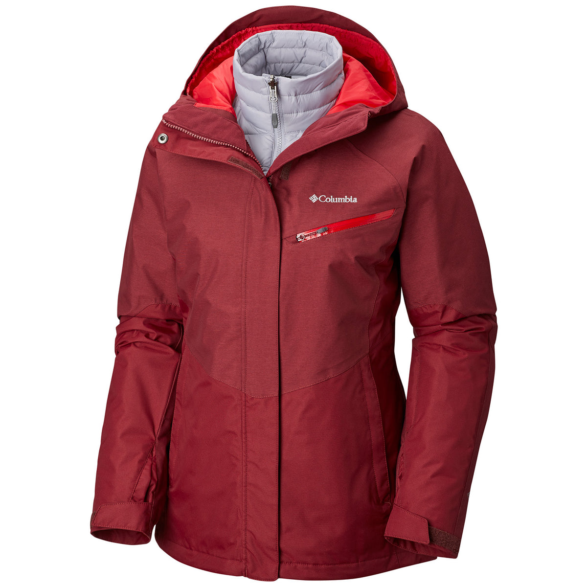 Columbia Sunrise Summit Interchange Jacket - Women's Rich Wine/Rich Wine Crossdye/Red Mercury