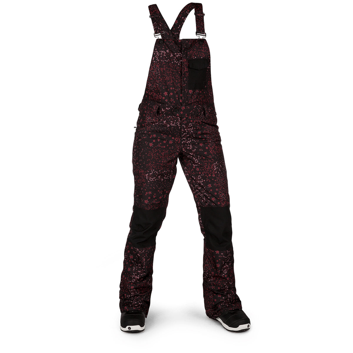 Volcom Swift Bib Overalls - Women's Black Floral Print