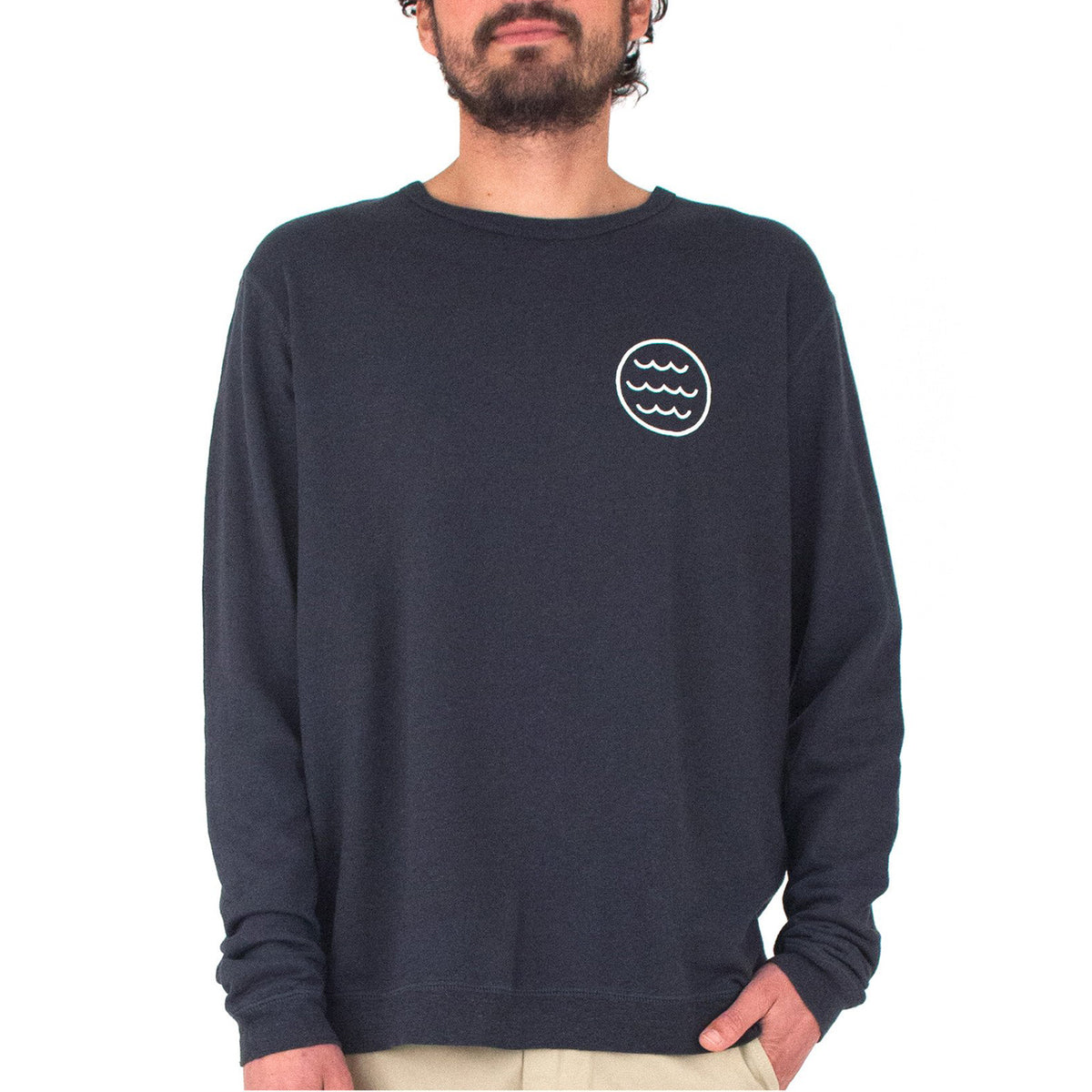 Mollusk White Water Crew Sweatshirt Faded Navy