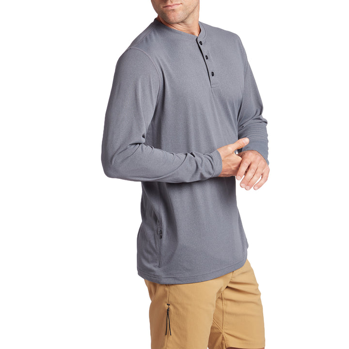 evo Ballard Active Henley Long-Sleeve T-Shirt Charcoal