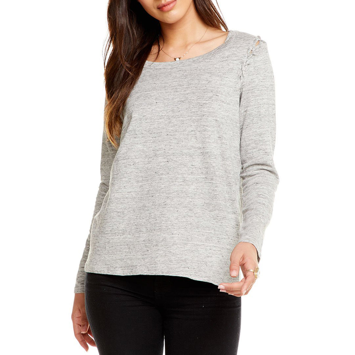 Chaser Linen Jersey Lace-Up Shirt - Women's Heather Grey