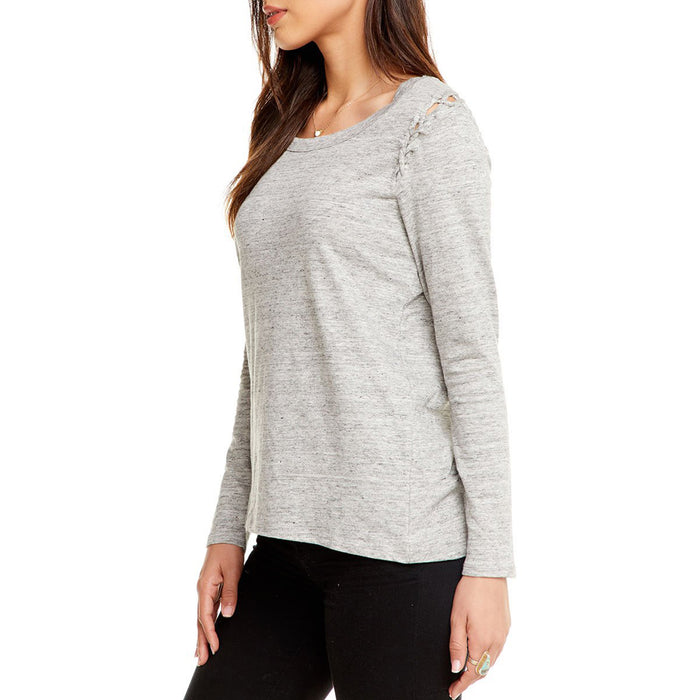 Chaser Linen Jersey Lace-Up Shirt - Women's Heather Grey