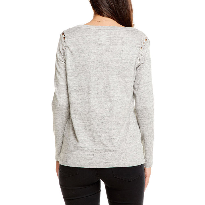Chaser Linen Jersey Lace-Up Shirt - Women's Heather Grey