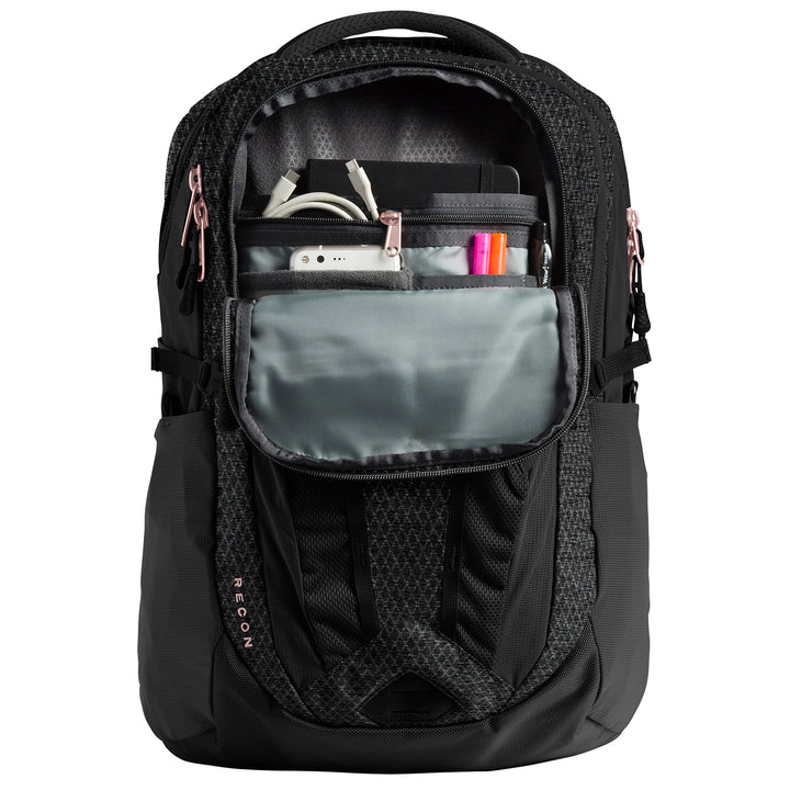 The North Face Recon Backpack - Women's TNF Black Heather/Burnt Coral Metallic